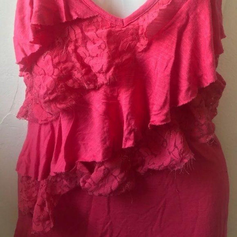 Eyelash Couture Ruffle Tank Top Pink Small - Picture 4 of 9